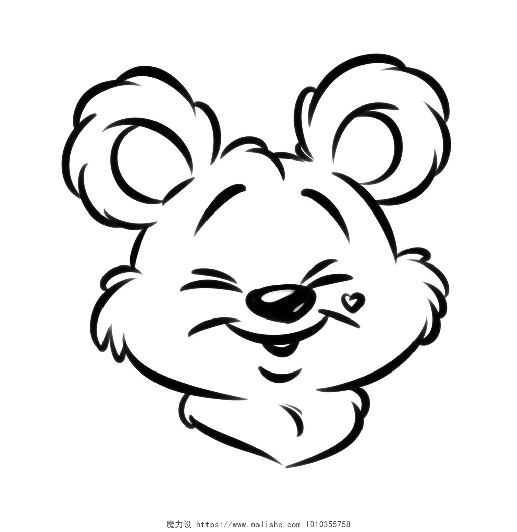 白色背景下的搞笑熊头卡通插图有趣的熊头卡通 